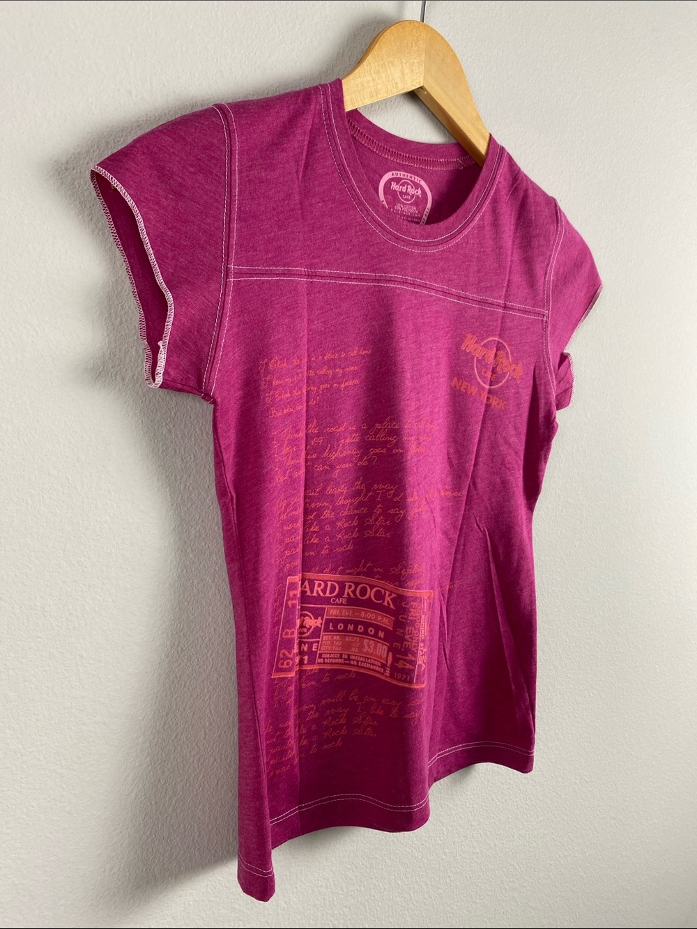 Hard Rock Cafe New York Y2K Let’s Play Short Sleeve Baby Tee | Pink - Picture 7 of 13